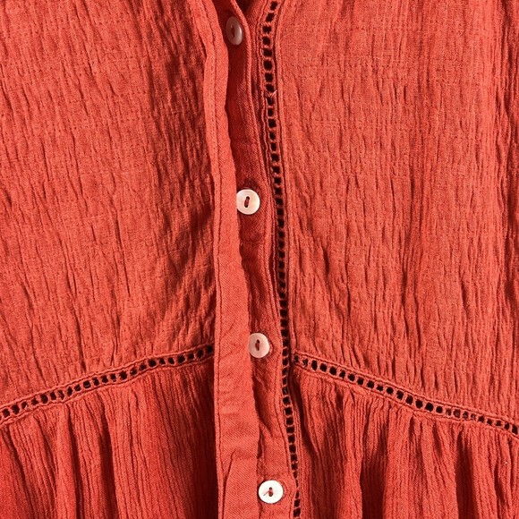 Anthropologie Akemi + Kin Veria Swing Tunic Blouse Top Orange/Rust Size Small - Picture 3 of 4